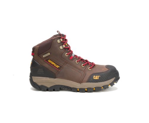 Caterpillar Navigator Mid Waterproof Steel Tå Arbejdsstøvler Herre Brown/Red | PLEFW-2184